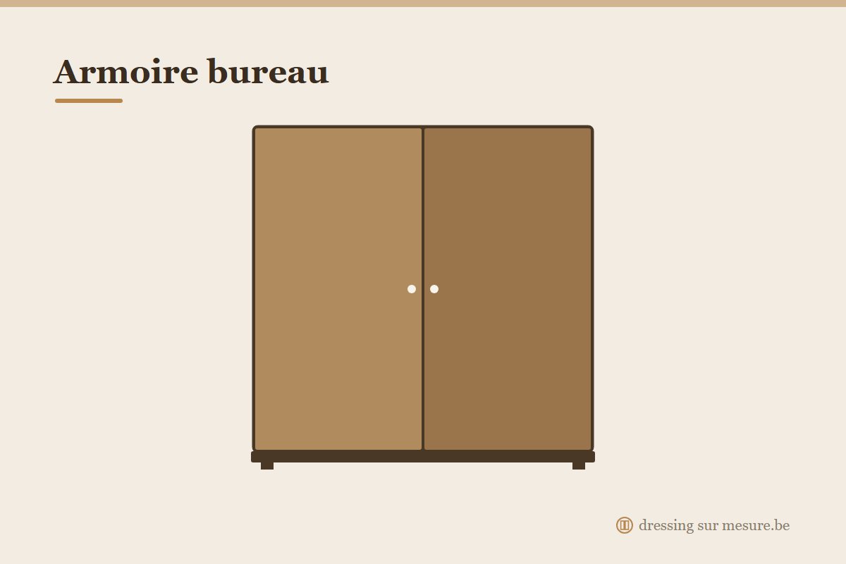 Armoire bureau fermée avec portes pliantes et plan escamotable