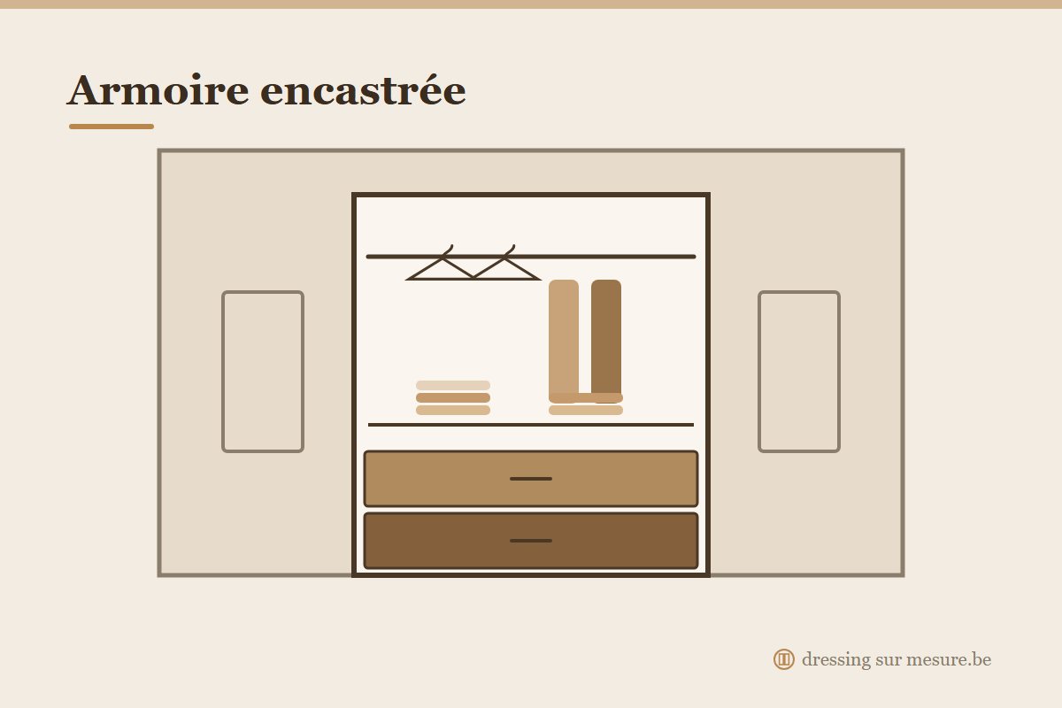 Armoire encastrée sur mesure intégrée dans une niche murale