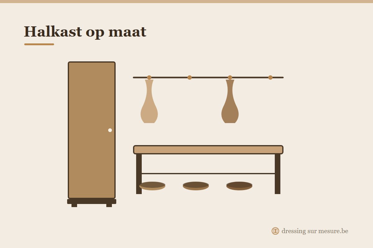 Halkast op maat met hangruimte, zitbank en schoenenberging