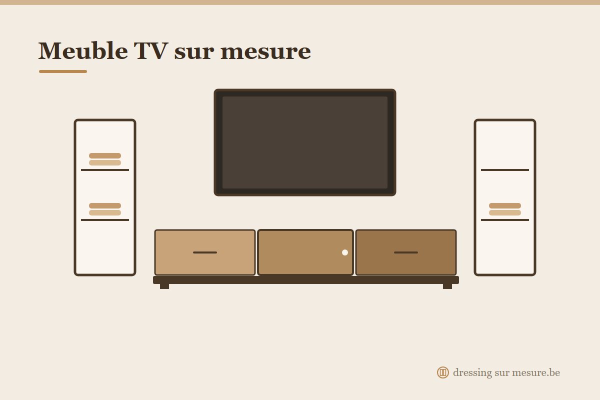 Meuble TV sur mesure avec rangement fermé et niches ouvertes