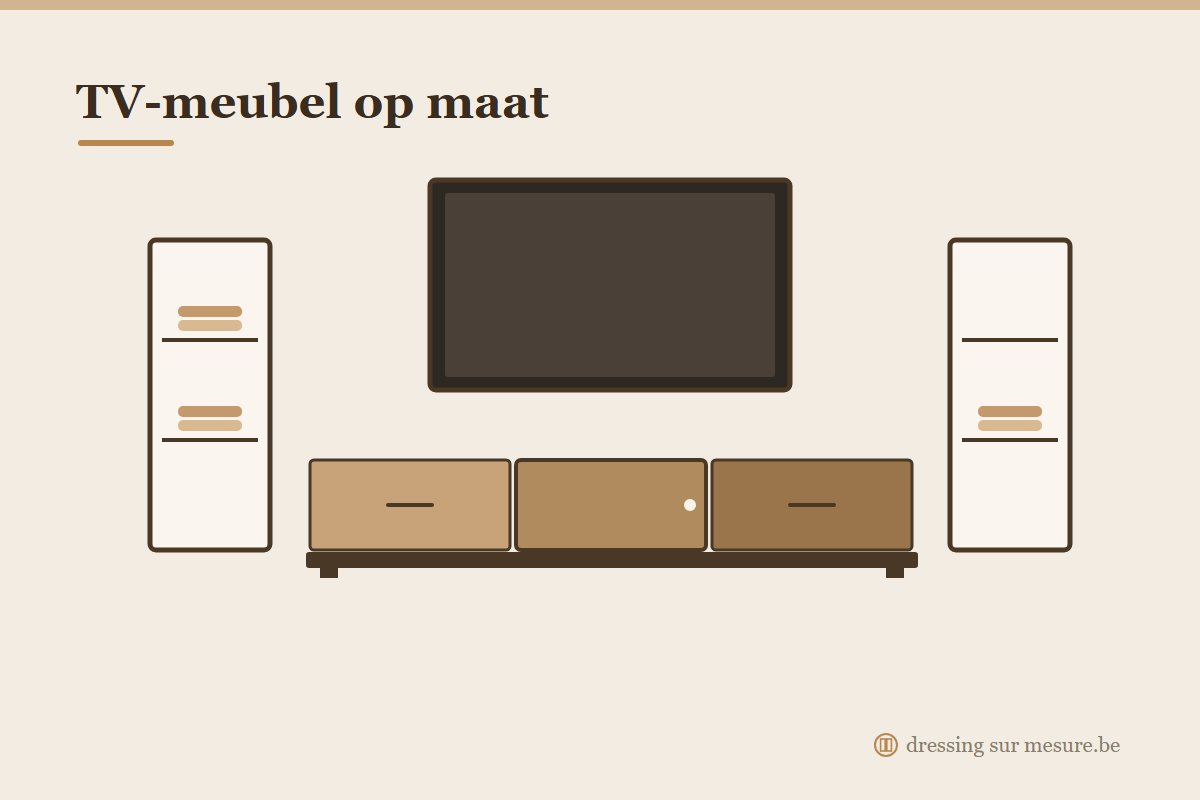 TV-meubel op maat met gesloten bergruimte en open nissen